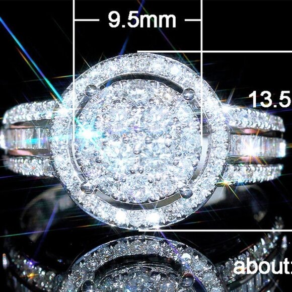 🎀 Three Layer Super Big Round Luxury Wedding Rings for Women, PD154 - Picture 5 of 5
